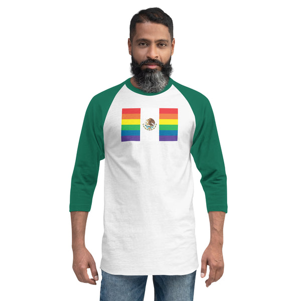 Mexico LGBT Pride Flag 3/4 sleeve raglan shirt