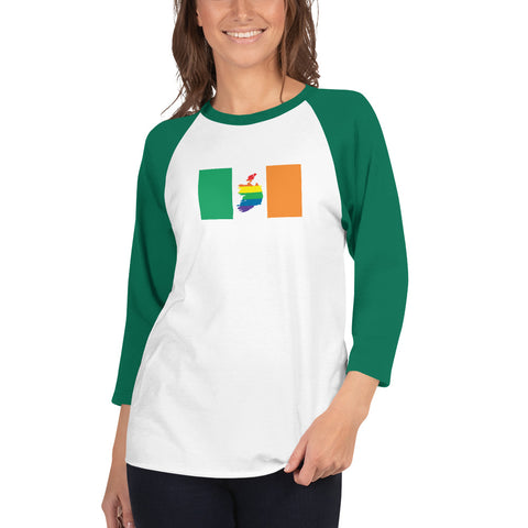 Ireland LGBT Pride Flag 3/4 sleeve raglan shirt