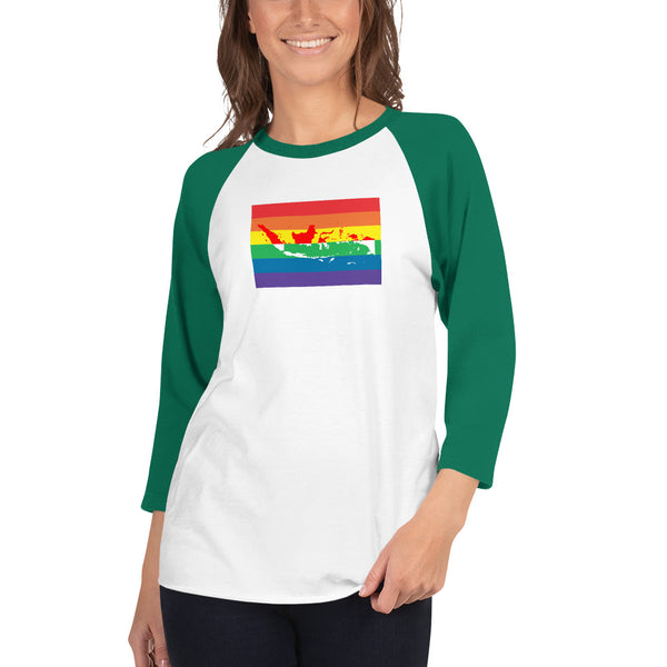 Indonesia LGBT Pride Flag 3/4 sleeve raglan shirt