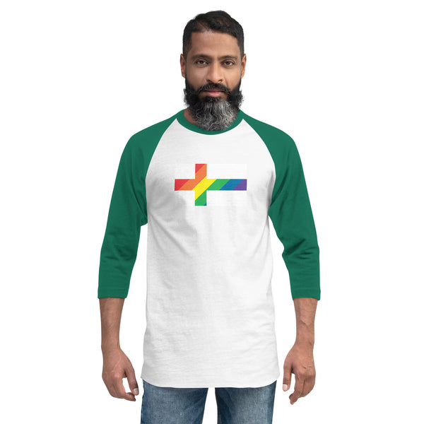 Finland LGBT Pride Flag 3/4 sleeve raglan shirt