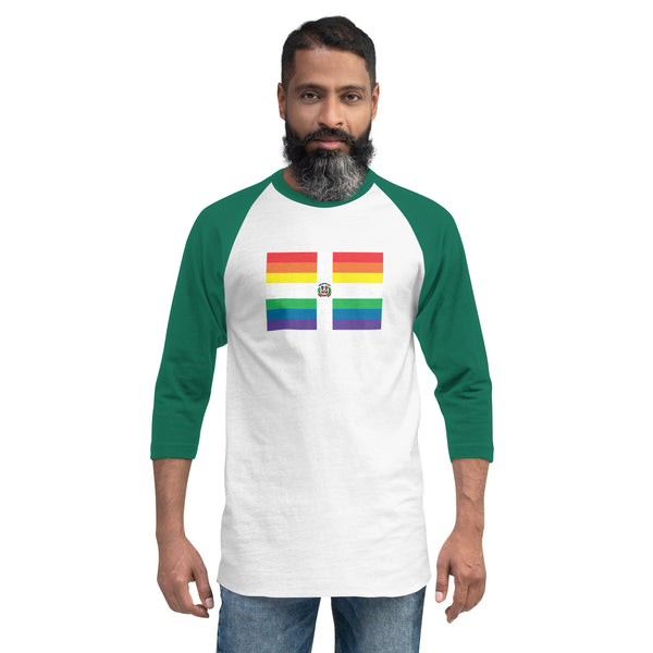Dominican Republic LGBT Pride Flag 3/4 Sleeve Raglan Shirt