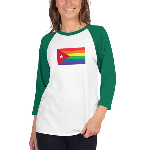 Cuba LGBT Pride Flag 3/4 sleeve raglan shirt