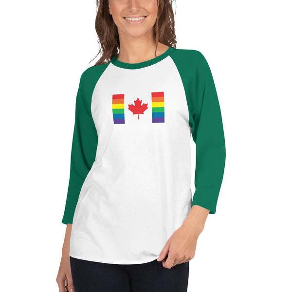 Canada LGBT Pride Flag 3/4 sleeve raglan shirt
