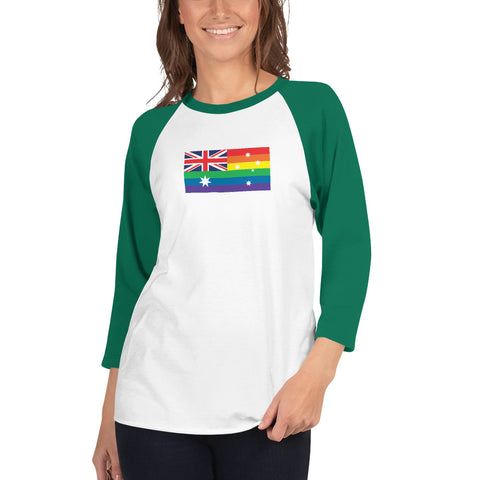 Australia LGBT Pride Flag 3/4 sleeve raglan shirt