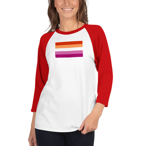 Sunset Lesbian Pride Flag (2019) Raglan 3/4 Sleeve T-Shirt