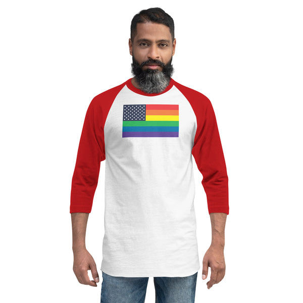 United States LGBT Pride Flag 3/4 sleeve raglan shirtS