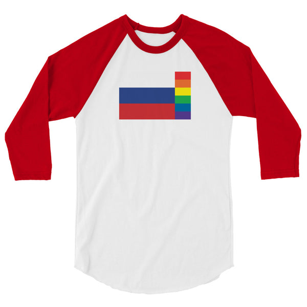 Russia LGBT Pride Flag 3/4 sleeve raglan shirt