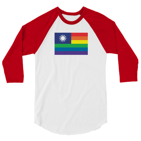 Taiwan LGBT Pride Flag 3/4 sleeve raglan shirt