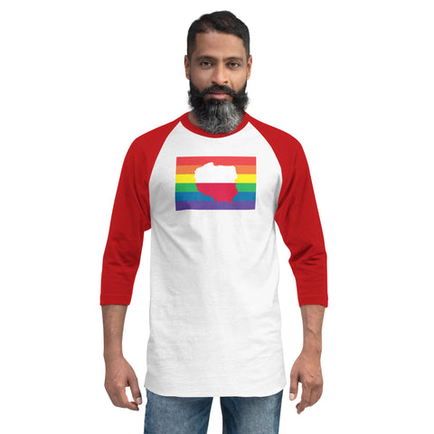 Poland LGBT Pride Flag 3/4 sleeve raglan shirt