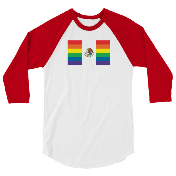 Mexico LGBT Pride Flag 3/4 sleeve raglan shirt