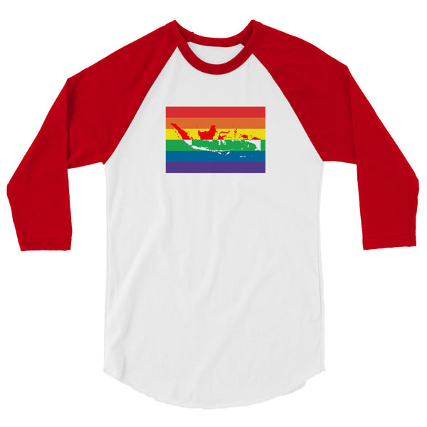 Indonesia LGBT Pride Flag 3/4 sleeve raglan shirt