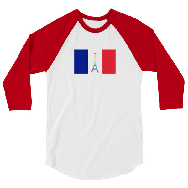 France LGBT Pride Flag 3/4 Sleeve Raglan Shirt