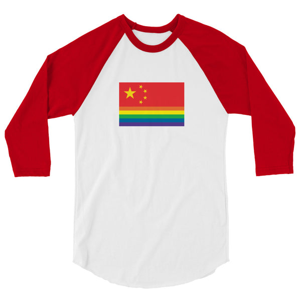 China Pride Flag 3/4 sleeve raglan shirt