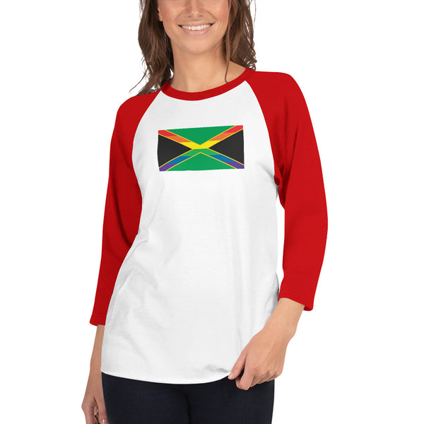 Jamaica LGBT Pride Flag 3/4 sleeve raglan shirt