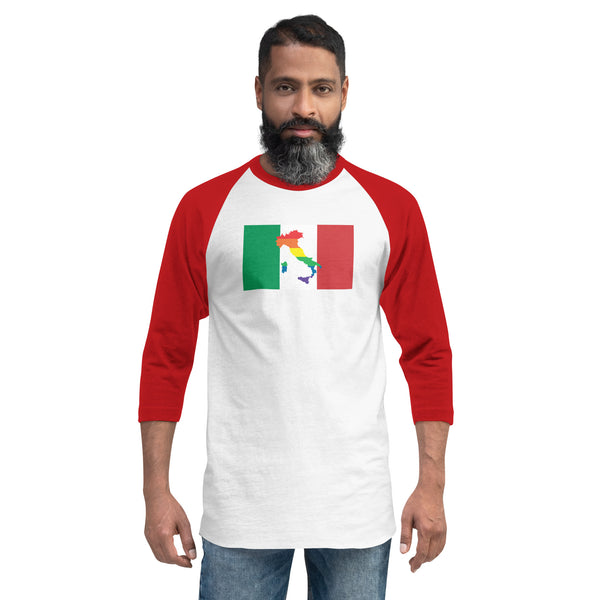 Italy LGBT Pride Flag 3/4 sleeve raglan shirt