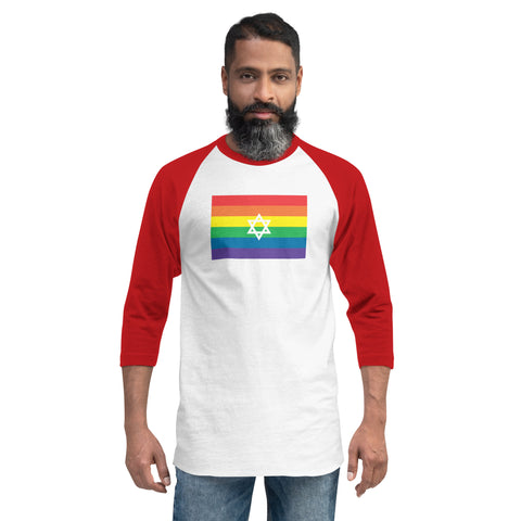 Israel LGBT  Pride Flag 3/4 sleeve raglan shirt