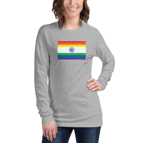 India LGBT Pride Flag Unisex Long Sleeve Tee