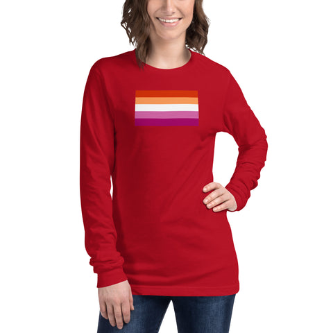 Sunset Lesbian Pride Flag Long Sleeve Tee