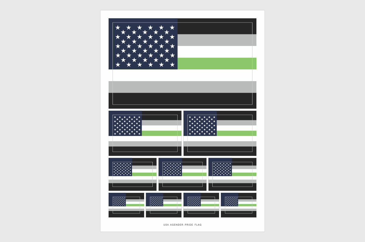 USA Agender Pride Flag Stickers