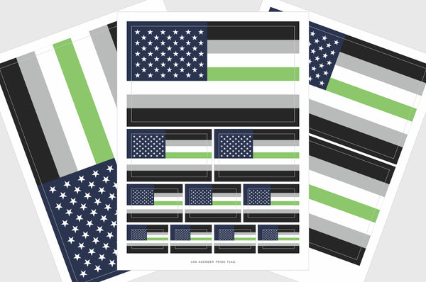 USA Agender Pride Flag Stickers