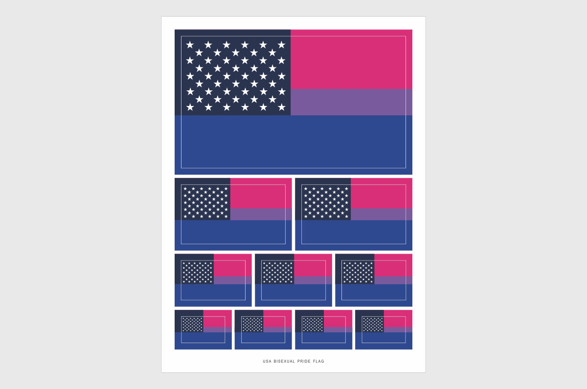 USA Bisexual Pride Flag Stickers