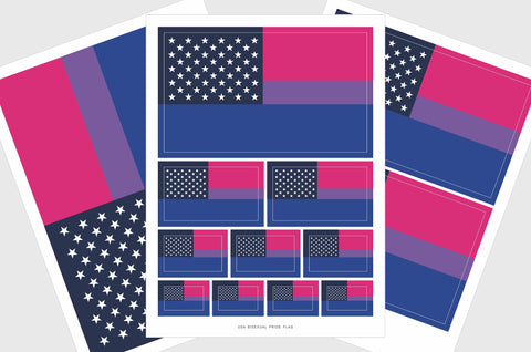 United States, USA  Bisexual Pride Flag Stickers