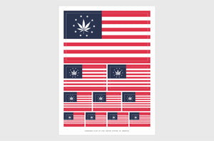 USA Cannabis Leaf Flag Sticker, Weatherproof Vinyl Flag Stickers
