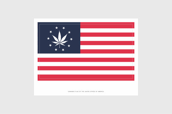 USA Cannabis Leaf Flag Sticker, Weatherproof Vinyl Flag Stickers