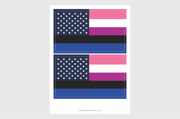 United States, USA Genderfluid Pride Flag Stickers