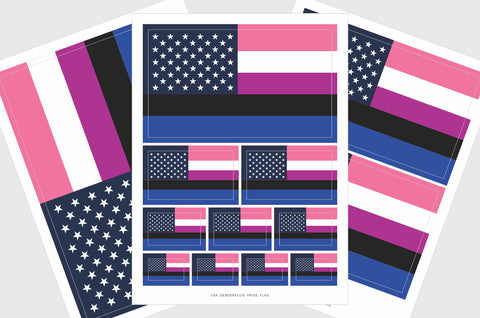 United States, USA Genderfluid Pride Flag Stickers