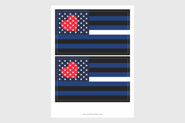 USA Leather Pride Flag Stickers