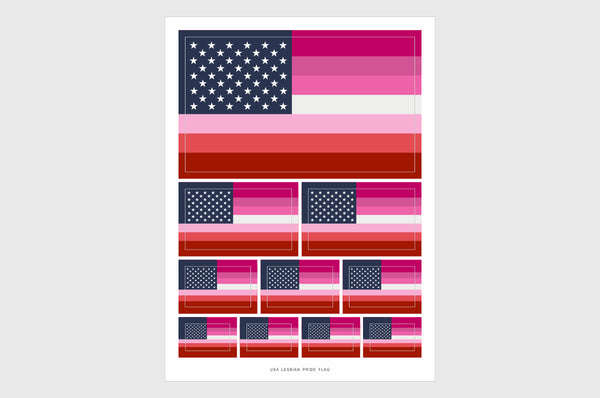 United States, USA Lesbian Pride Flag Stickers
