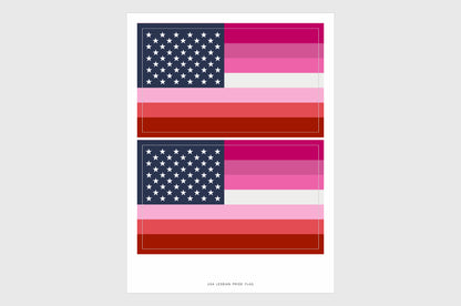 United States, USA Lesbian Pride Flag Stickers