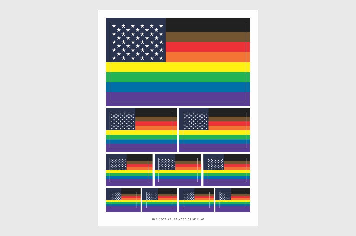United States, USA More Color More Pride Flag Stickers
