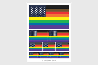 United States, USA More Color More Pride Flag Stickers