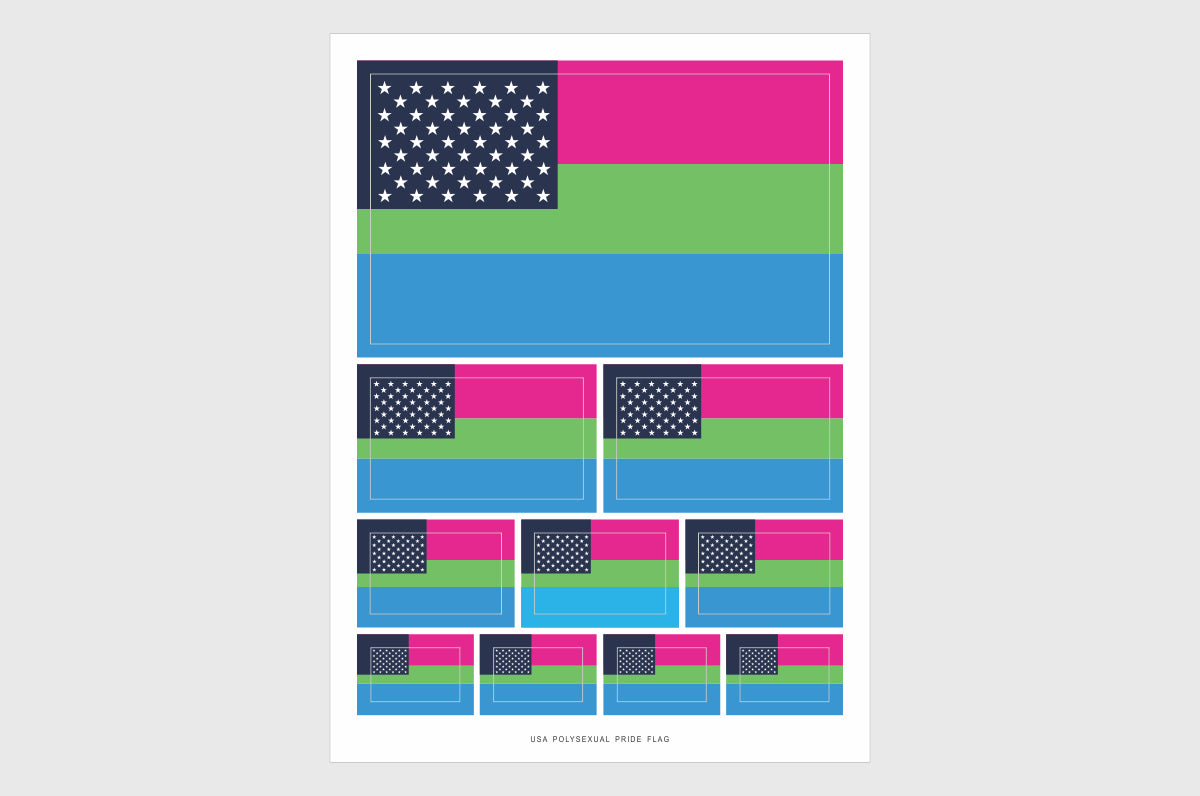 USA Polysexual Pride Flag Stickers
