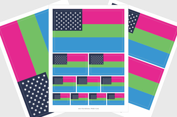 USA Polysexual Pride Flag Stickers