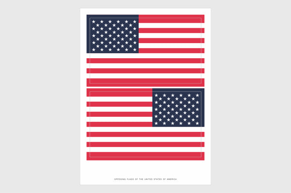 United States, USA, Opposing Direction Flag Stickers