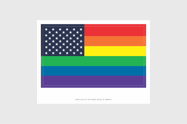United States LGBTQ Pride Flag Sticker, Weatherproof Vinyl Flag Stickers