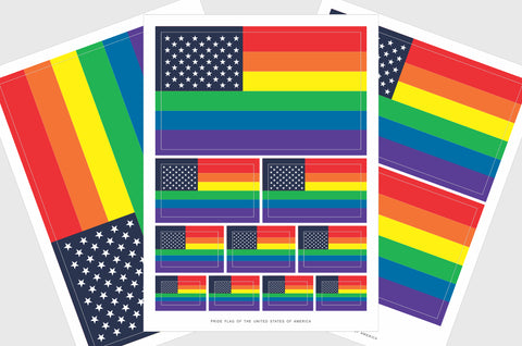 United States LGBTQ Pride Flag Sticker, Weatherproof Vinyl Flag Stickers