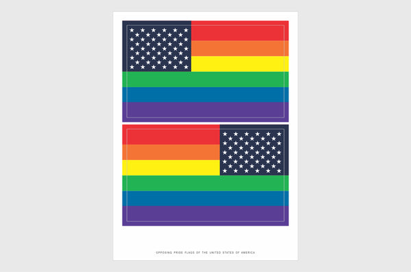 United States Opposing LGBT Gay Pride Flag Sticker, Weatherproof Vinyl USA LGBT Flag Stickers