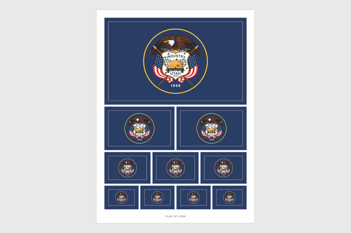 Utah Flag Sticker, Weatherproof Vinyl Utah Flag Stickers