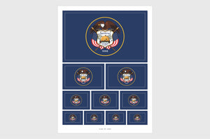 Utah Flag Sticker, Weatherproof Vinyl Utah Flag Stickers