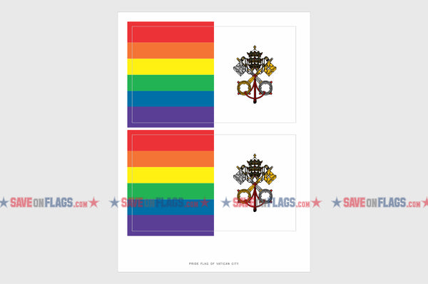 Vatican LGBT Gay Pride Flag Sticker, Weatherproof Vinyl Vatican LGBT Pride Flag Stickers