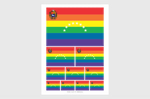 Venezuela LGBT Pride Flag Sticker, Weatherproof Vinyl Venezuelan LGBT Pride Flag Stickers