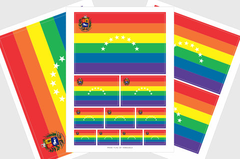 Venezuela LGBT Pride Flag Sticker, Weatherproof Vinyl Venezuelan LGBT Pride Flag Stickers