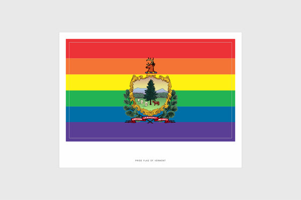 Vermont LGBT Gay Pride Flag Sticker, Weatherproof Vinyl Vermont LGBT Pride Flag Stickers