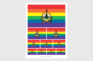 Vermont LGBT Gay Pride Flag Sticker, Weatherproof Vinyl Vermont LGBT Pride Flag Stickers