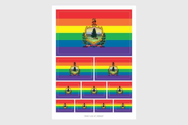 Vermont LGBT Gay Pride Flag Sticker, Weatherproof Vinyl Vermont LGBT Pride Flag Stickers