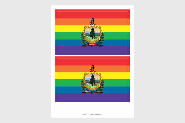 Vermont LGBT Gay Pride Flag Sticker, Weatherproof Vinyl Vermont LGBT Pride Flag Stickers